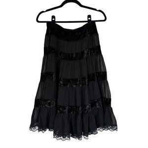 Dolls Kill NWT Afflicted Fancy Velvet Lace Trim Goth Midi Skirt Small